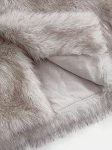 Firerie Autumn/Winter New Warm Elegant Party Date Meeting Sexy Lapel Long Fluffy Coat, High-End Designbusiness , Casual, Casual, Faux Fur, Plush, Long Sleeve - Grey - View 11