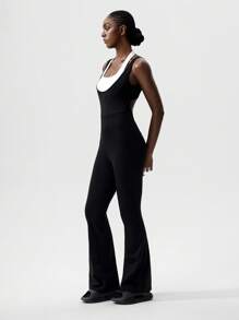 VARSITIE Fall Winter Clothes Simple And Stylish Contrast Color Women Outdoor One-Pieces - Black and White - View 6