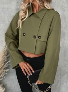 Chiquease Jacke mit Kragen, doppelreihig, langarm, für den lässigen täglichen Gebrauch