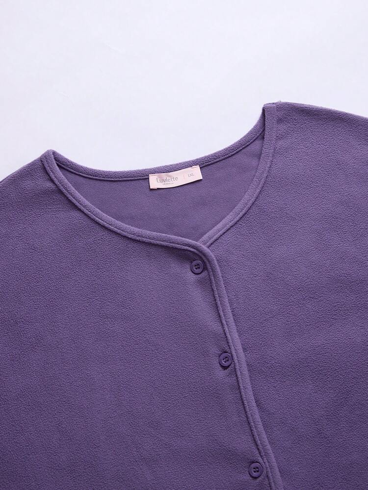 Plus Size Winter Basics Women's Printed Long Sleeve Pajama Set