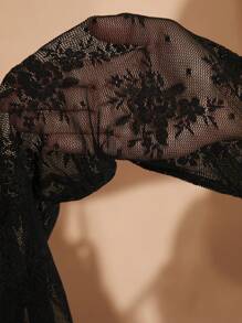 SHEIN BAE Plus Size Women's Sweet & Sexy Party/Date Lace Cup Flounced Hem Pleated Mini Dress