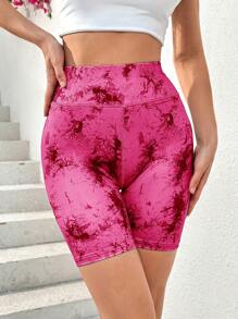 SHEIN Essnce 女式高腰提臀无缝瑜伽短裤，适合健身、健身房、骑行、打底裤 - 玫紅色 - 查看 6