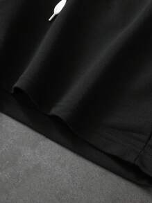 Manfinity EMRG 1set Men's Solid Patchwork Round Neck Long Sleeve Letter Print Casual Top And Pants Set