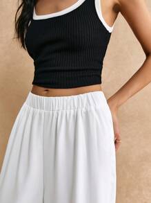 Poéselle Quần nữ màu trơn Giải trí - trắng - Xem 6