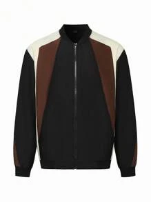 Manfinity Homme Men's Zip-Up Two Tone Casual Daily Fashionable Jacket