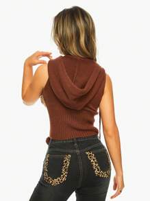 ROMWE J-Fashion Y2K 秋冬 Shibuya Gyaru 毛绒撞色毛绒开衫背心 女款