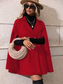 SHEIN Clasi Christmas & New Year Red Cloak Coat For New Year Clothes - Red - View 4