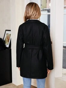 SHEIN LUNE Women's Casual Turndown Collar Pocket Long Sleeve Jacket, Autumn/Winter Winter Women Dress Business Casual Woman