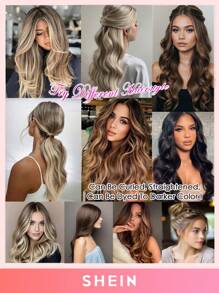 Halo Invisible Wire Human Hair Extensions With Transparent Headband Adjustable Size Removable Secure Clips Hair Extensions - S1B - View 7