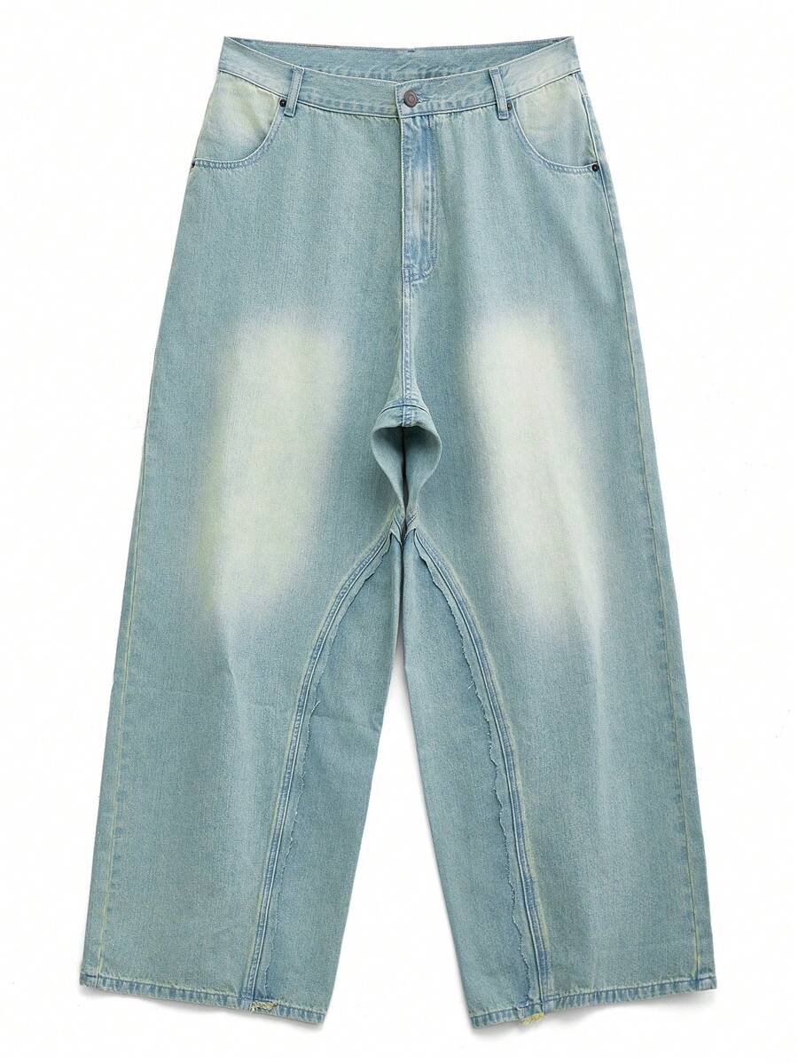 NEON BLANC 男士长款宽松街头风格阔腿牛仔裤，秋冬