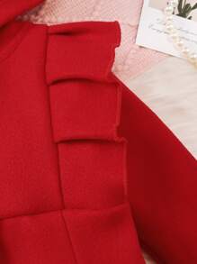 SHEIN Veste à capuche de Noël pour bébé fille avec ourlet à volants, rouge, hiver