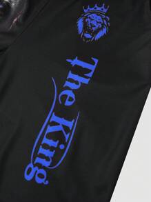 Manfinity LEGND 2pcs/Set Men Casual Lion & Sesame Print Drawstring Hooded Sweatshirt And Pants, Autumn