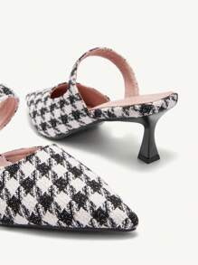 CUCCOO CHICEST Tacones altos de mula elegantes de color block, punta afilada, de moda, para mujeres, nueva llegada del verano 2024