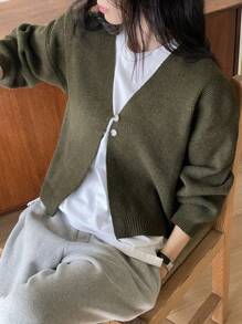 Dazy-Less Women's Casual Solid Color Knitted Cardigan, Autumn/Winter,Fall Women Clothes