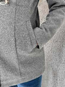 SHEIN 3-In-1 Pregnancy Fluffy Trimmed Kangaroo Hooded Long Sleeve Coat, Jacket For Winter, For Maternity - Grey - View 4