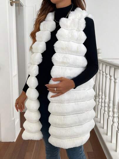 SHEIN Maternity Solid Color Elegant Sleeveless Coat, Winter