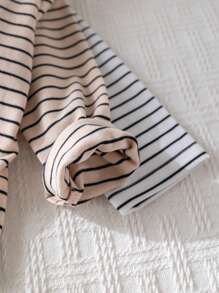 Cozy Pixies 2pcs/Set Baby Boy Colorful Striped Stand Collar Long Sleeve Top - Multicolor - View 7