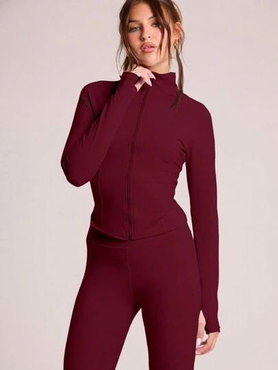 Musera Sport Långärmad sportjacka med dragkedja, Padel, Tennis, Pickleball Gym Fitness Höst Pilates Daglig Casual