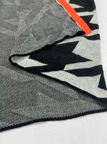 SHEIN LUNE Plus Size Feminino Contraste Cor Impresso Casual Manga Longa Cardigan, Para Inverno