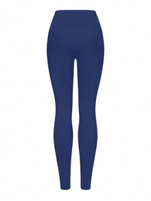 Trioutop Women's Solid Color Slim Fit Leggings - Blue - View 3