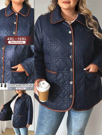 SHEIN CURVE+ Curve Plus Size Winter & Fall Thermal Lined Padded Padded Coat