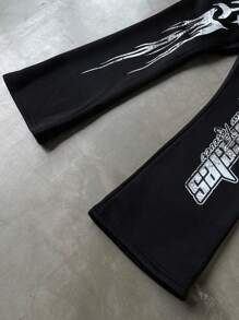 Manfinity Roghcode Pantaloni della tuta casual da uomo con stampa a lettera e vita con cordoncino