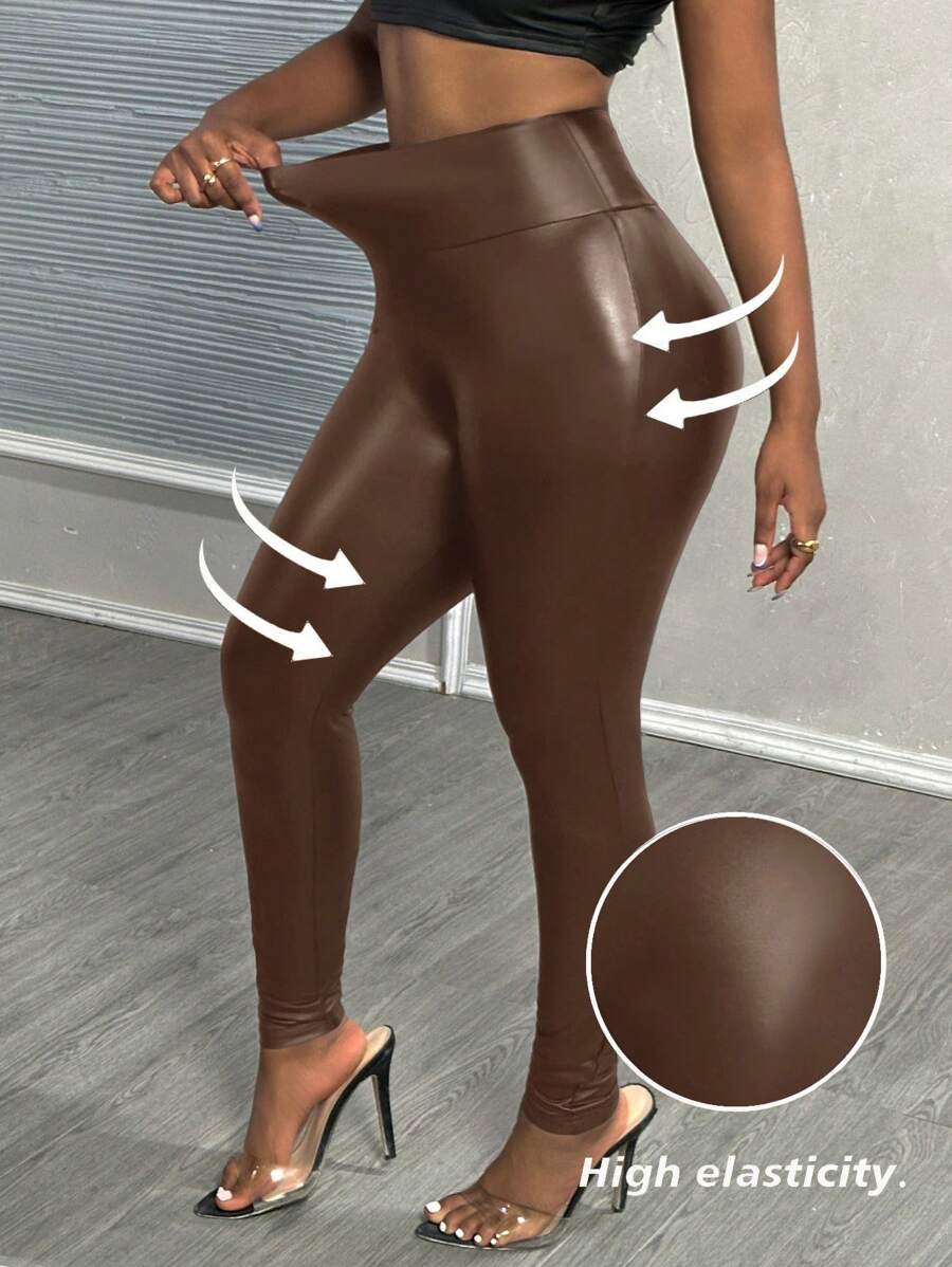 Slaydiva 高腰黑色紧身打底裤 - 銅色 - 查看 1