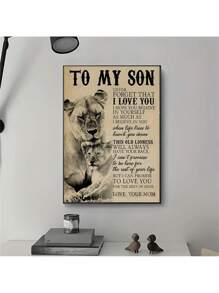 1Pc Tranh Canvas Trích Dẫn Truyền Cảm Hứng Không Khung Cho Con Trai Tôi - Đừng Bao Giờ Quên Rằng Tôi Yêu Bạn Poster Gia Đình Sư Tử Tranh Treo Tường Quà Tặng Sinh Nhật Tốt Nghiệp Trang Trí Nhà Không Khung - Nhiều màu - Xem 3
