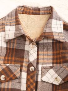 Chiquease 女式格子长袖衬衫夹克，复古风格，温暖打底衫，秋冬季，长袖上衣 - 彩色 - 查看 4