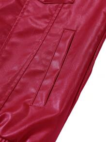 Manfinity LEGND 男士休闲宽松拉链 PU 夹克，带翻盖口袋，秋季