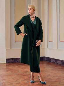 ZEYLAH ABRIGO CON CAPUCHA TIPO CASCADA Y CINTURÓN - Verde - Ver 4