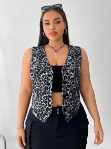 SHEIN EZwear 大码女式无袖西装背心夹克 - 灰色 - 查看 6