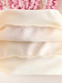 Bộ quần dài denim và áo nỉ in hoa 3D cho bé gái mới biết đi, mùa thu/đông - Màu xanh lam - Xem 5