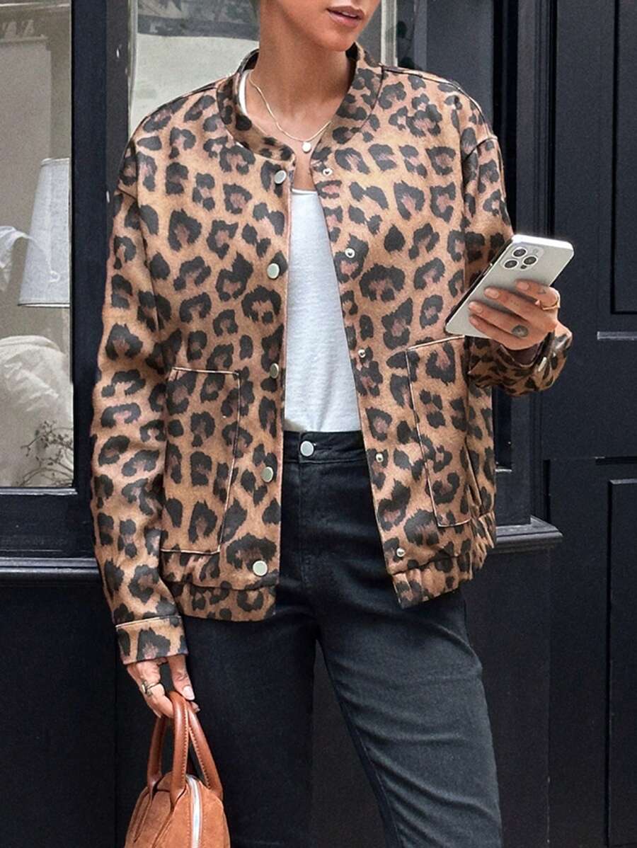 Chiquease 1pc Autumn Fashionable Animal Leopard Print Jacket Fall Cloth For Women - Multicolor - View 1