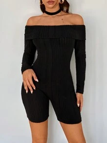 SHEIN SXY Mono de unicolor con hombros descubiertos, para primavera y otoño