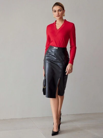 MOTF PREMIUM 纯色 V 领修身 T 恤