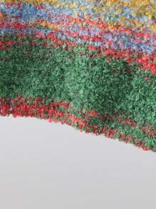 Young Girl Ombre Circular Pattern Knitted Cardigan & Skirt Set, Artistic Oil Painting Color, Suitable For Outings, Gatherings, And Autumn/Winter Wear - Green - View 6