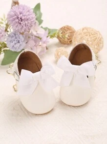 0-1 Years Old Infant Bowknot PU Soft Sole Princess Shoes, Suitable For Spring & Autumn - White - View 4