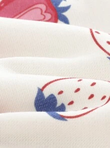 Cozy Pixies 2 件装女婴草莓图案针织柔软圆领长袖连帽衫和裤子套装 - 彩色 - 查看 6