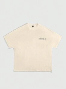 PAVTROS Manfinity Streetrush Men's Fashion Figure & Letter Print Batwing T-Shirt - Apricot - View 2