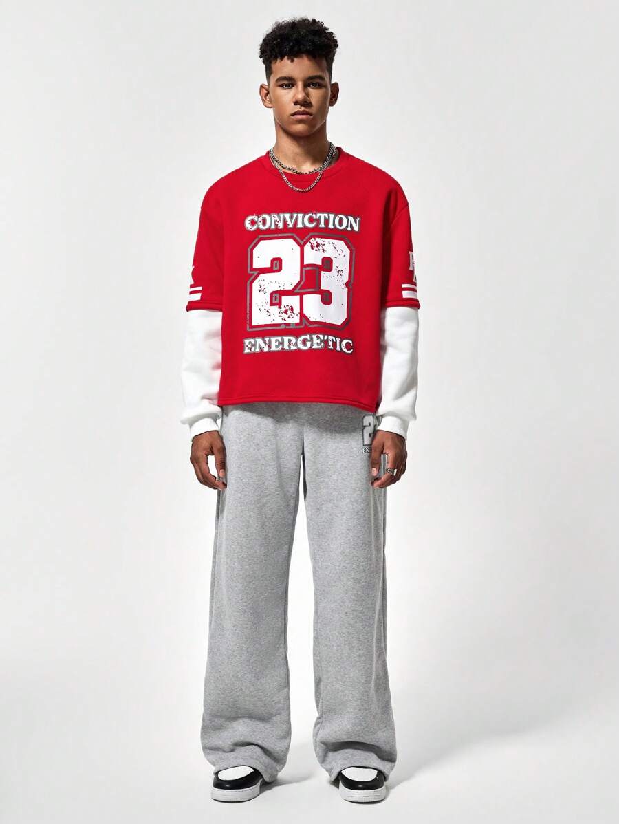 Casual Cool Teenagers Boys Comfortable Hooded Sweatshirt And Sweatpants Set - Burgundy - View 1