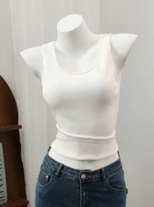 Chiquease 1pc Women Casual Simple Thicken Skinny Tank Top, Warm For Autumn/Winter