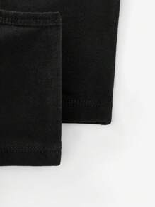 SHEIN 2pcs Teen Girls Minimalist Comfort Ruched Removable Pad Crisscross Strap Racerback Bra Set - Black - View 4