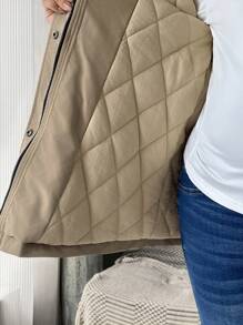 SHEIN Maternity Winter Pregnant Women Long Sleeve Coat, Hooded Button Outerwear - Brown - View 10