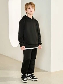 SHEIN Leap Crew 4pcs Tween Boy Casual Hoodie And Sweatpants Set, Spring/Summer/Autumn/Winter - Grey - View 8