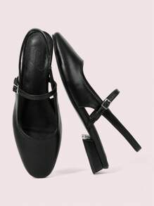 CUCCOO DOLLMOD 黑色低跟方头玛丽珍平底鞋，带踝带，适合通勤、约会、聚会、购物、节日新年假期 - 黑色 - 查看 9