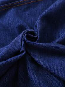 年轻女孩和年轻女孩的高弹力针织牛仔紧身裤，适合休闲日常穿着，秋冬季 - 藍色 - 查看 6