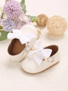 0-1 Years Old Infant Bowknot PU Soft Sole Princess Shoes, Suitable For Spring & Autumn - White - View 6