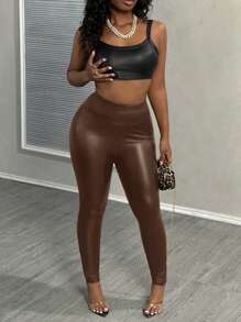 Slaydiva 高腰黑色紧身打底裤 - 銅色 - 查看 3