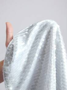 SHEIN Maija Autumn/Winter New Arrival Back To School/Holiday Urban Elegant Party Modern Silver Sequin Women Long Sleeve Top - Silver - View 9